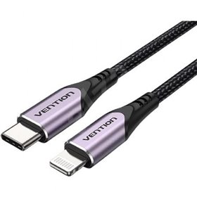 Cabo USB 2.0 Tipo-C Lightning Vention TACVF, USB Tipo-C Macho - Lightning Macho, Até 27W, 480Mbps, 1m, Morado