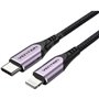 Cabo USB 2.0 Tipo-C Lightning Vention TACVF, USB Tipo-C Macho - Lightning Macho, Até 27W, 480Mbps, 1m, Morado