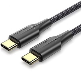 Cabo USB 2.0 Tipo-C 3A Vention TAUBF, USB Tipo-C Macho - USB Tipo-C Macho, Até 60W, 480Mbps, 1m, Preto