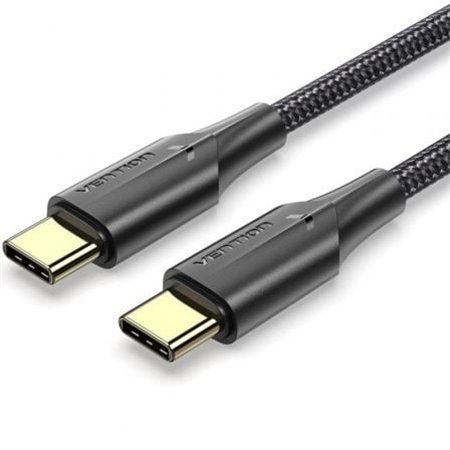 Cabo USB 2.0 Tipo-C 3A Vention TAUBF, USB Tipo-C Macho - USB Tipo-C Macho, Até 60W, 480Mbps, 1m, Preto