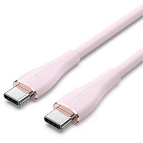 Cabo USB 2.0 Tipo-C Vention TAWPF, USB Tipo-C Macho - USB Tipo-C Macho, Até 100W, 480Mbps, 1m, Rosa