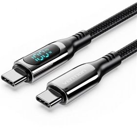 Cabo USB 2.0 USB-C 5A 100W Vention TAYBAV/ USB-C Macho - USB-C Macho/ Até 100W/ 480Mbps/ 1.2m/ com Pantalla LED/ Preto