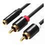 Cabo Stereo Vention VAB-R01-B100, Jack 3.5 Fêmea - 2x RCA Macho, 1m, Preto