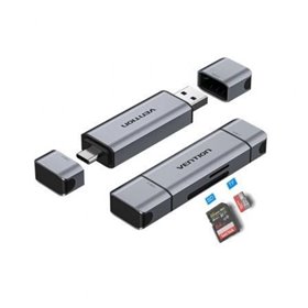 Leitor de Cartões Externo Vention CLKB0, USB 3.0 e USB Tipo-C