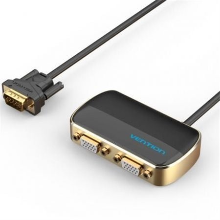 Divisor VGA com Alimentação Externa Vention DBABF, VGA Macho, 2x VGA Fêmea, 1m, Preto