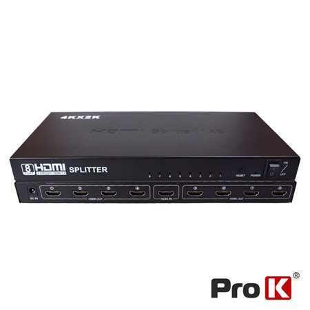 Distribuidor HDMI Amplificado 1 Entrada 8 Saídas 4K Prok
