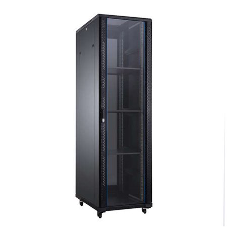 Armário de piso Aiten Data AI6627 27U - Largura 600 - Profundidade 600 - Inclui 2 bandejas fixas - 4 ventoinhas de 120 mm - 1 ba