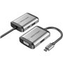Conversor Vention TFAHB, 1xUSB, 1xHDMI, 1xVGA, 1xUSB Tipo-C PD, 15cm, Cinza