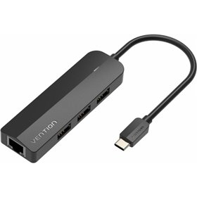 Dock USB Tipo-C Vention TGOBB, 3xUSB, 1xRJ45, 1x Micro B PD, Preto