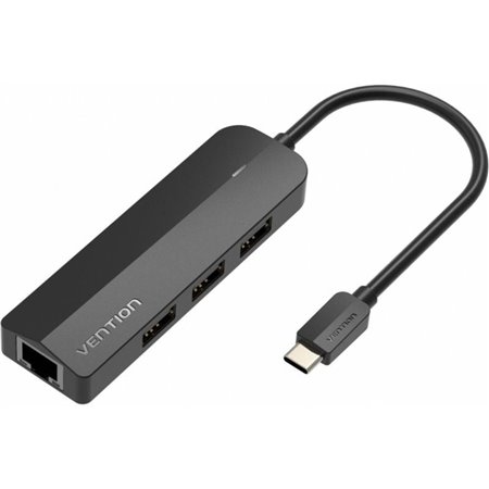 Dock USB Tipo-C Vention TGOBB, 3xUSB, 1xRJ45, 1x Micro B PD, Preto