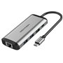 Dock USB Tipo-C Vention THAHB, 1xHDMI, 3xUSB, 1xUSB Tipo-C PD, 1xRJ45, 1xLeitor de cartões, 1xAudio, Cinza
