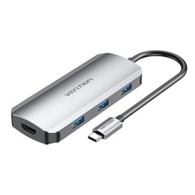 Dock USB Tipo-C Vention TODHB, 1xHDMI, 3xUSB, 1xUSB Tipo-C PD, Cinza