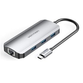 Dock USB Tipo-C Vention TOHHB, 1xHDMI, 3xUSB, 1xRJ45, 1xUSB Tipo-C PD