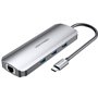 Dock USB Tipo-C Vention TOLHB, 1xHDMI, 3xUSB, 1xUSB Tipo-C PD, 1xRJ45, 1xLeitor de cartões SD, 1x MicroSD, Jack 3.5, Cinza
