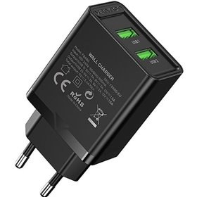 Carregador de Parede Vention FBAB0-EU, 2xUSB, 18W, Preto
