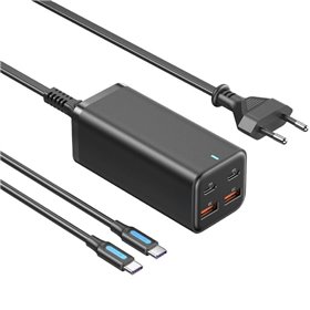 Carregador de Parede Vention FBSBG-EU, 2xUSB Tipo-C + Cabo USB Tipo-C, 2xUSB, 100W