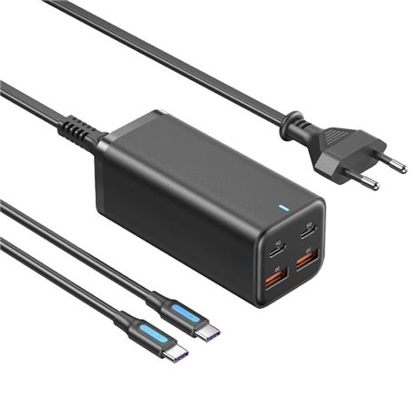 Carregador de Parede Vention FBSBG-EU, 2xUSB Tipo-C + Cabo USB Tipo-C, 2xUSB, 100W
