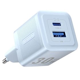 Carregador de Parede GaN Vention FEQL0-EU, 1xUSB Tipo-C, 1xUSB, 30W
