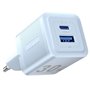 Carregador de Parede GaN Vention FEQL0-EU, 1xUSB Tipo-C, 1xUSB, 30W