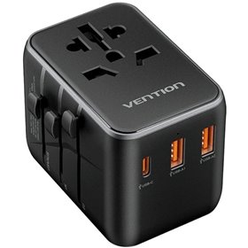Carregador de Parede Universal Vention FJEB0, Toma de Corrente Universal, 1xUSB Tipo-C, 2xUSB, 65W