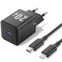 Carregador de Parede GaN Vention TZ-FEPB0-EU-02, 1xUSB Tipo-C + Cabo Lightning, 20W