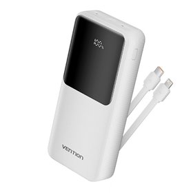 Powerbank 20000mAh Vention FHPW0, 22.5W, Branca, Inclui Cabo USB TIpo-C e Lightning