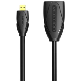 Extensão Micro HDMI 4K Vention ABBBF, Micro HDMI Macho - HDMI Fêmea, 1m, Preto