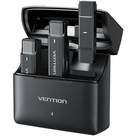 Microfone sem Fios com Clip Vention NCAB0, USB Tipo-C, Inclui Receptor, 2 unidades