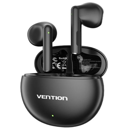 Auriculares Bluetooth Vention ELF 06 NBKB0 com caixa de carregamento, Autonomia 6h, Pretos