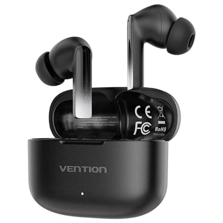 Auriculares Bluetooth Vention ELF E04 NBIB0 com caixa de carregamento, Autonomia 6h, Pretos