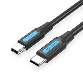 Cabo USB 2.0 Tipo-C Vention COWBG, USB Tipo-C Macho - MiniUSB Macho, Até 10W, 480Mbps, 1.5m, Preto