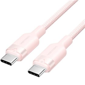 Cabo USB 2.0 Tipo-C 3A Vention TRDPF, USB Tipo-C Macho - USB Tipo-C Macho, Até 60W, 480Mbps, 1m, Rosa