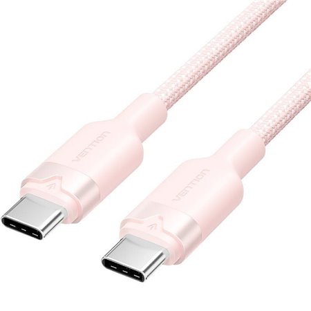 Cabo USB 2.0 Tipo-C 3A Vention TRDPF, USB Tipo-C Macho - USB Tipo-C Macho, Até 60W, 480Mbps, 1m, Rosa