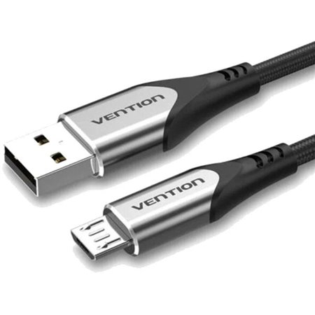 Cabo USB 2.0 Vention COAHC, USB Macho - MicroUSB Macho, Até 60W, 480Mbps, 25cm, Cinza