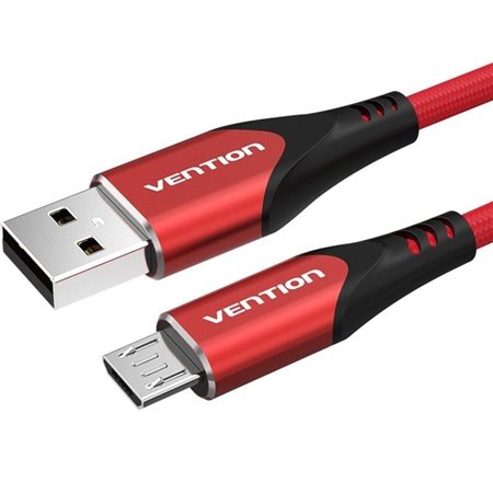 Cabo USB 2.0 Vention COARF, USB Macho - MicroUSB Macho, Até 60W, 480Mbps, 1m, Vermelho