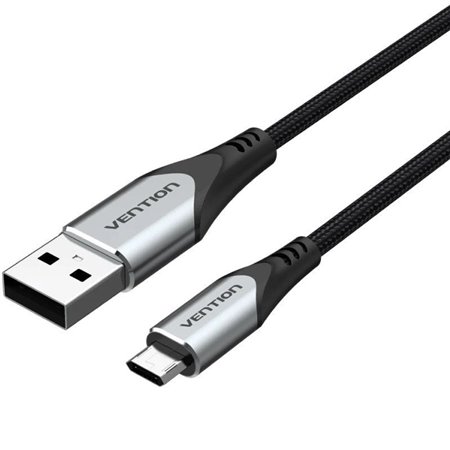 Cabo USB 2.0 Vention COCHH, microUSB Macho - USB Macho, 480Mbps, 2m, Cinza