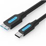 Cabo USB 3.0 Vention CQABF, microUSB Macho - USB Tipo-C Macho, 5Gbps, 1m, Preto