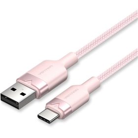 Cabo USB 2.0 Tipo-C Vention CTNPH, USB Tipo-C Macho - USB Macho, Até 60W, 480Mbps, 2m, Rosa