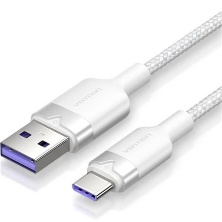 Cabo USB 2.0 Tipo-C Vention CTOWF, USB Tipo-C Macho - USB Macho, Até 100W, 480Mbps, 2m, Branco