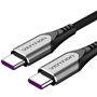 Cabo USB 2.0 Tipo-C Vention TAEHG, USB Tipo-C Macho - USB Tipo-C Macho, Até 100W, 480Mbps, 1.5m, Cinza
