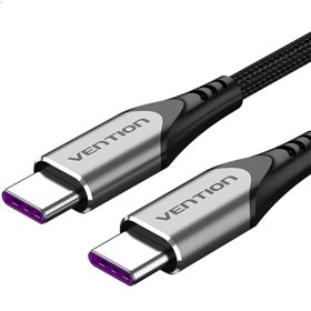 Cabo USB 2.0 Tipo-C Vention TAEHG, USB Tipo-C Macho - USB Tipo-C Macho, Até 100W, 480Mbps, 1.5m, Cinza