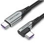 Cabo USB 2.0 Tipo-C 90º Vention TAKHF, USB Tipo-C Macho - USB Tipo-C Macho, Até 100W, 480Mbps, 1m, Cinza