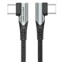 Cabo USB 2.0 Tipo-C 90º Vention TANHD, USB Tipo-C Macho - USB Tipo-C Macho, Até 100W, 480Mbps, 50cm, Cinza