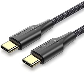 Cabo USB 2.0 Tipo-C 3A Vention TAUBD, USB Tipo-C Macho - USB Tipo-C Macho, Até 60W, 480Mbps, 50cm, Preto