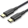 Cabo USB 2.0 Tipo-C 3A Vention TAUBG, USB Tipo-C Macho - USB Tipo-C Macho, Até 60W, 480Mbps, 1.5m, Preto