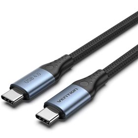 Cabo USB 4.0 Tipo-C 5A Vention TAVHF, USB Tipo-C Macho - USB Tipo-C Macho, Até 240W, 40Gbps, 1m, Cinza