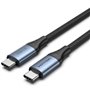 Cabo USB 4.0 Tipo-C 5A Vention TAVHF, USB Tipo-C Macho - USB Tipo-C Macho, Até 240W, 40Gbps, 1m, Cinza
