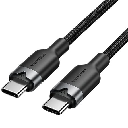 Cabo USB 2.0 Tipo-C 3A Vention TRDBF, USB Tipo-C Macho - USB Tipo-C Macho, Até 60W, 480Mbps, 1m, Preto