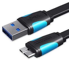 Cabo USB 3.0 Vention VAS-A12-B150/ MicroUSB Macho - USB Macho/ Até 10W/ 5Gbps/ 1.5m/ Azul e Preto