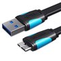 Cabo USB 3.0 Vention VAS-A12-B150/ MicroUSB Macho - USB Macho/ Até 10W/ 5Gbps/ 1.5m/ Azul e Preto